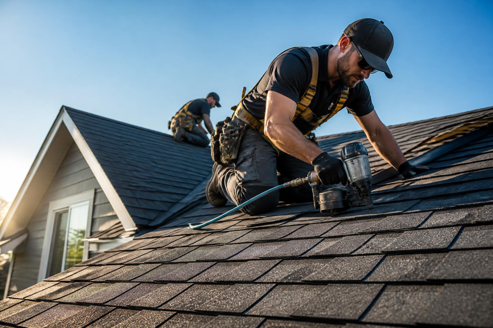 New architectural shingle roof installed on a home